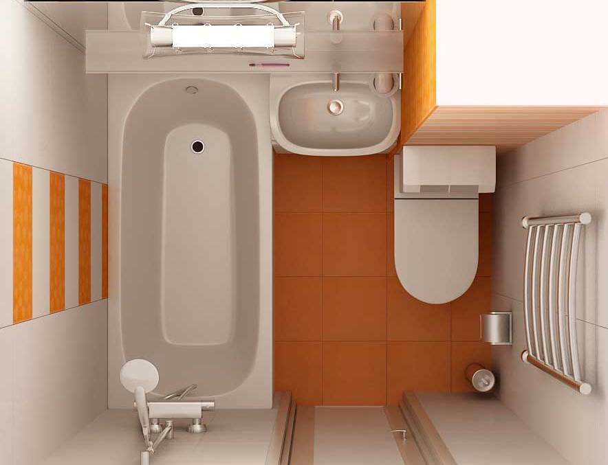 מיקום קומפקטי של חדר אמבטיה ושירותים בחדר קטן
