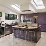 Kitchen design with skylights