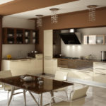 Color marrón en el interior de la cocina