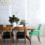 Upholstered chair with mint upholstery
