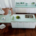 Kitchen furniture with mint worktops