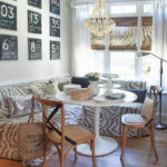 Sofá de canto macio com padrão zebra para a cozinha