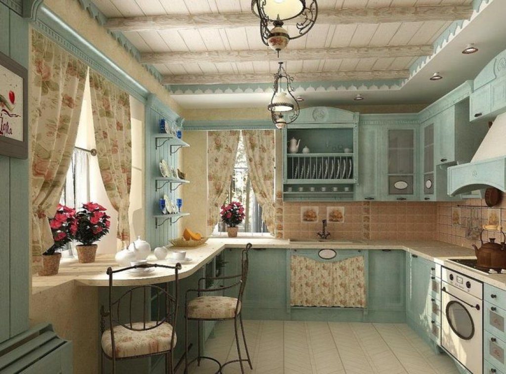 Provence-style corner kitchen