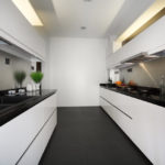 Narrow minimalist kitchen