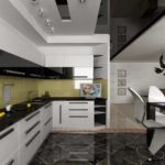 Podea întunecată într-o bucătărie modernă