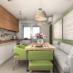Design de bucătărie cu mobilier tapițat