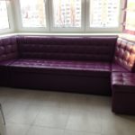 Purple soft sofa for bay window