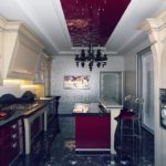 Design de bucătărie Art Deco cu podea întunecată