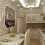 Compact pastel-colored kitchen