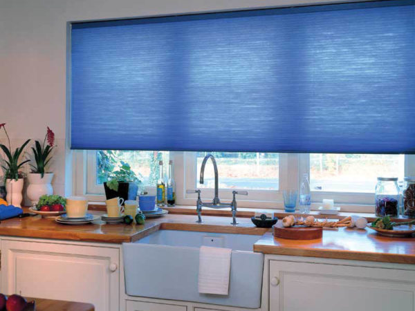 Blue roller blinds