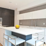 Gray walls in a high-tech kitchen