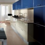 Navy furniture with beige base cabinets