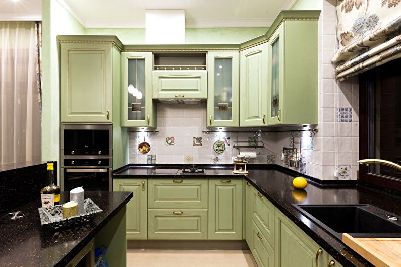 Lime set with black countertop