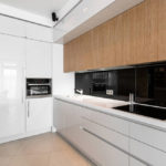Glossy facades of a kitchen set