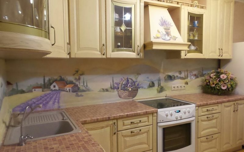 In ảnh trên tạp dề làm bằng nhựa cho nhà bếp theo phong cách Provence