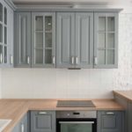 Gray facades of kitchen furniture