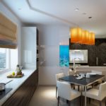 Kitchen-living room design in pastel shades