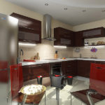 Corner kitchen design in a modern style.