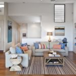 Zoning carpet kitchen-living room