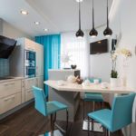 Turquoise chairs in a beautiful kitchen
