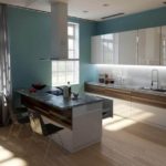 Glossy surfaces of kitchen facades