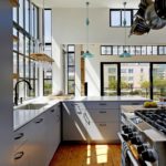Bright kitchen with large windows