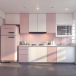 Pink and white linear layout