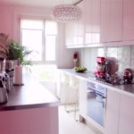 Pink parallel kitchen