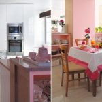 Warm shades of pink in the interior of the kitchen