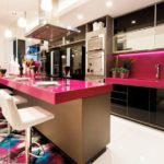Pink countertop bar counter