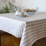 Striped tablecloth made of synthetic fabric