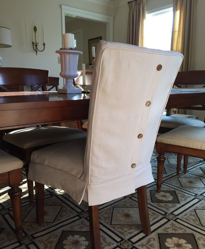 Light leather cover on the dining chair