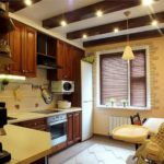 Wooden beams on the kitchen ceiling