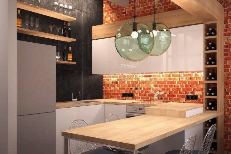 Design compacto de cozinha em estilo loft