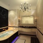 Black marble in the interior of the bathroom
