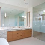 Glass partitions in a modern bathroom