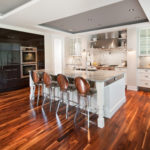 Kitchen design with wooden floor
