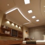 Photo of a kitchen ceiling with drywall constructions
