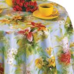 Oilcloth tablecloth with beautiful flowers