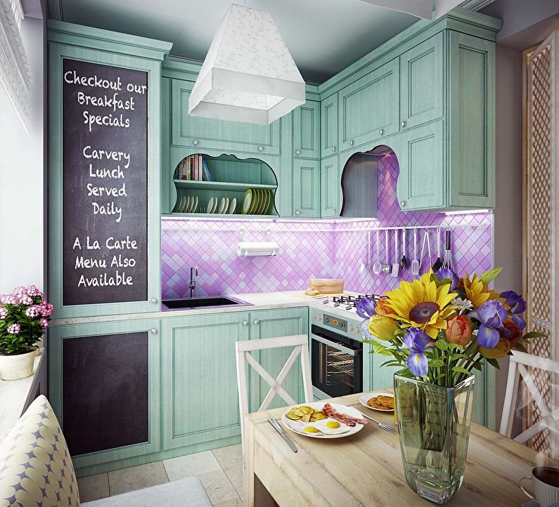 Design of a small kitchen in the style of Provence