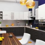 Bright accents in a black and white kitchen