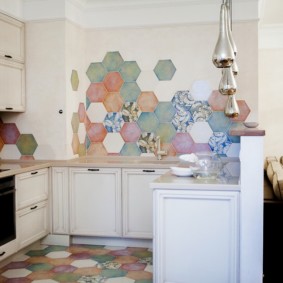 Colorful tiles on the kitchen wall