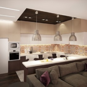Design a kitchen-living room in a modern style