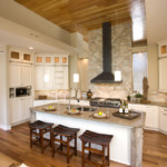 Wooden kitchen ceiling in a country house