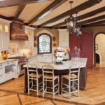 Wooden beams on the kitchen ceiling
