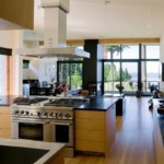 Kitchen-dining room with panoramic windows