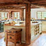 Wood in retro kitchen interior