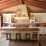 wooden kitchen ceiling in a country house