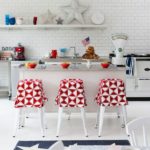 Bright covers on bar stools