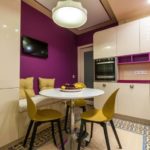 Violet color in the interior of the kitchen
